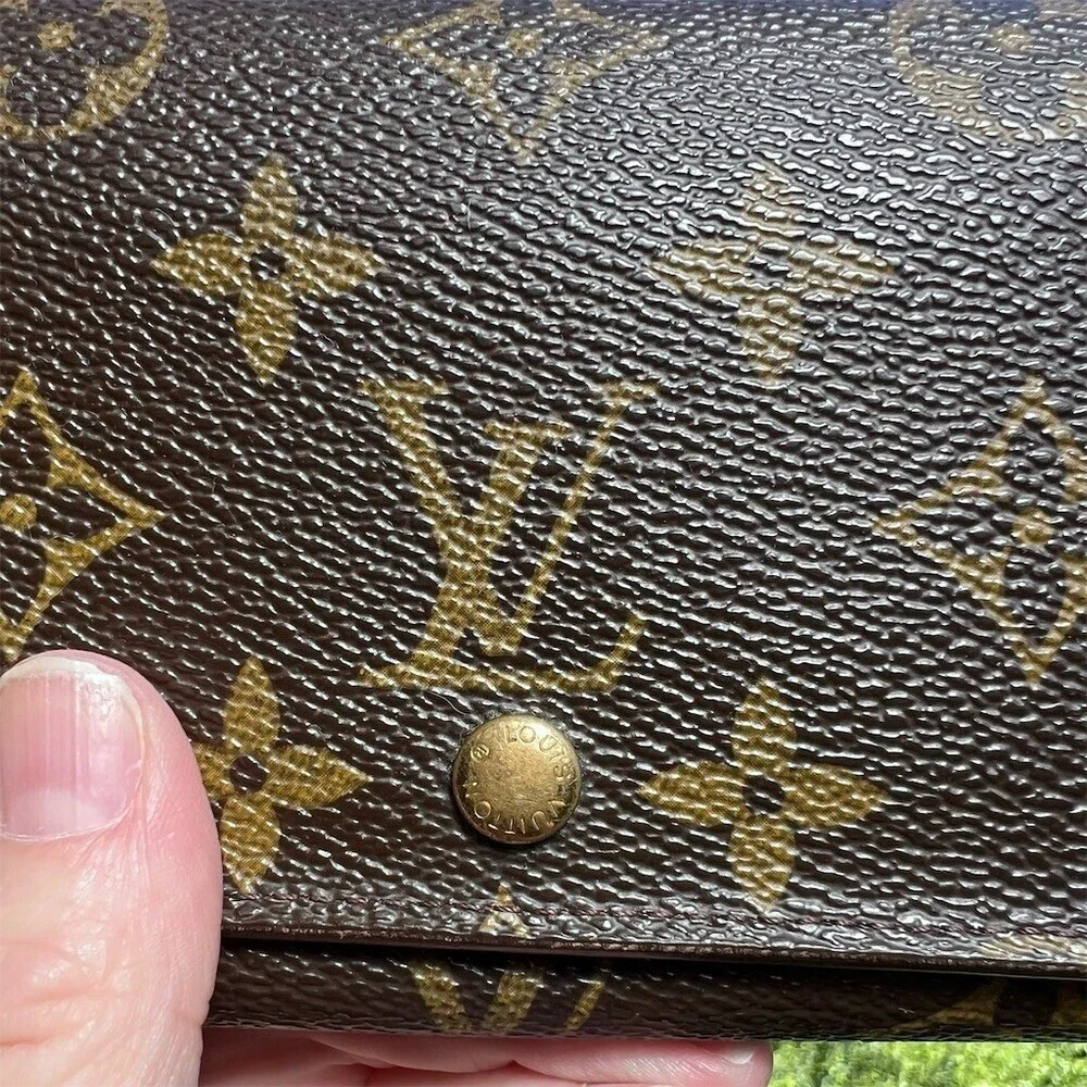 VINTAGE Louis Vuitton Bifold Wallet Brown Monogram Zip Coin Pocket AUTHENTIC